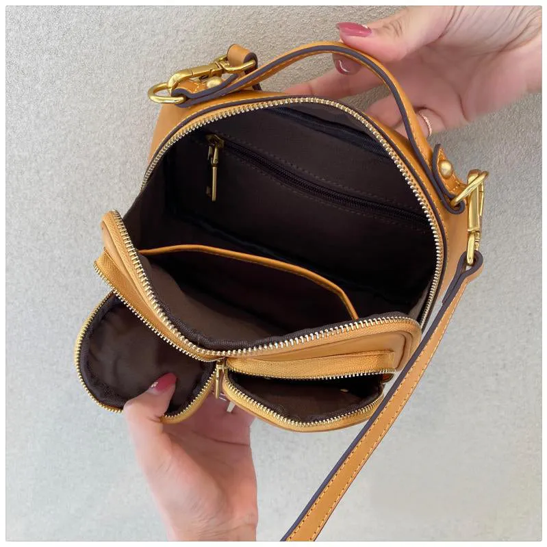 Womens Vintage Leather Side Bag Purse Cross Shoulder Bag